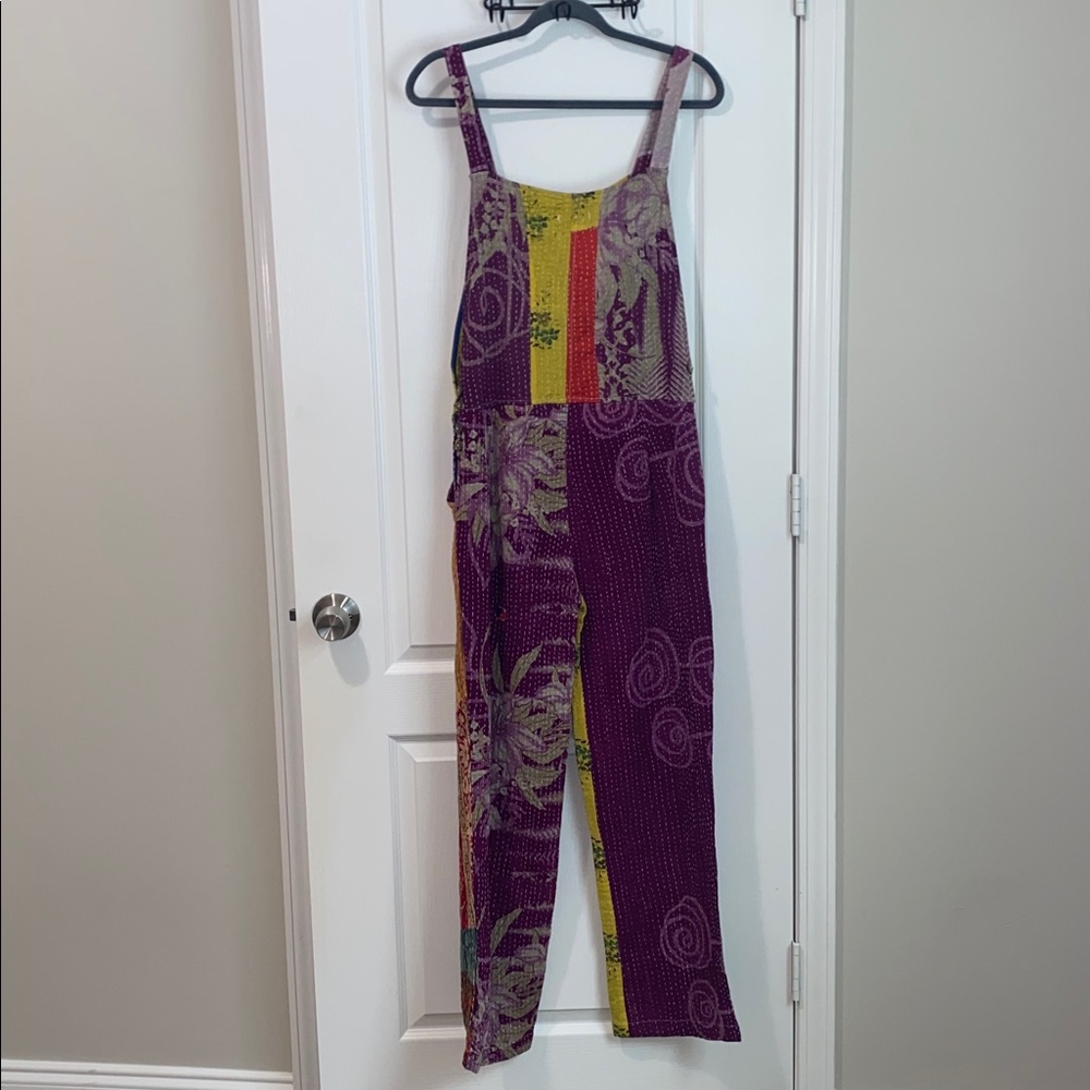 NWT Earthbound Kantha‎ Boho Floral Patchwork Overalls - Picture 8 of 9
